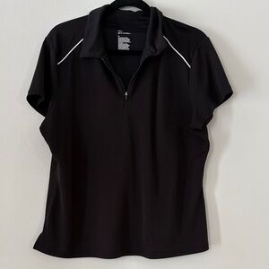 All in Motion Black Short Sleeve Polo with White Accents